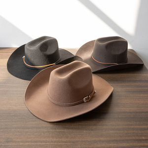 Chapeau de cowboy en feutre de laine tendance et très vendu pour l'extérieur avec sangle anti-vent sous le menton - Product Image 3