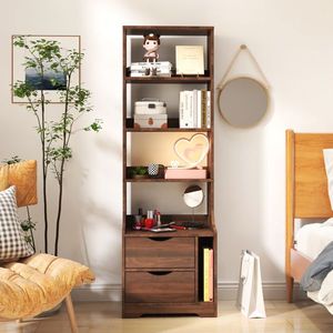 <b>2</b>-<b>Drawer</b> Night Stand with Bookshelf for Bedroom <b>Storage</b> <b>Drawers</b> and Bookcases & Bookshelves - Product Image 1