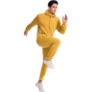 Conjunto Deportivo Unisex con Capucha y Cremallera, Color Amarillo, Sudadera y Pantalones Deportivos, Poliéster/Algodón, Invierno - Product Image 6