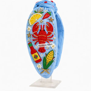 Luxury Hand Beaded Lobster <b>Headband</b> For Women Wholesale Embroidered Fashion Hair Accessories - Product Image 1