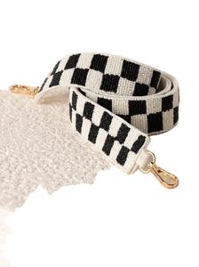 Cinturón de máquina de bordado con cuentas de semillas con estilo para mujer, accesorio de moda para bolsos y estilismo, cinturones de correa con cuentas blancas y negras - Product Image 5