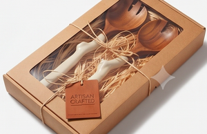 Ensemble cuillère et fourchette en bois avec manche en céramique, design minimaliste, couverts réutilisables pour la restauration, l'hôtellerie et la cuisine - Product Image 5