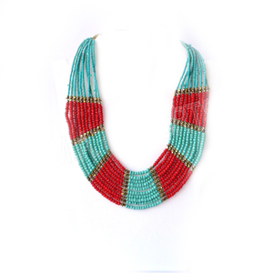 Collar de cuentas de semillas Heart Link Crimson Radiance, hecho a mano, diseño indio, joyería para fiestas, calidad premium, precio al por mayor. - Product Image 6