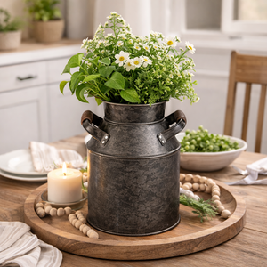 Vase rustique galvanisé Headway de 9,75 po de hauteur, style ferme, pour arrangements floraux, mariages, spas et compositions florales - Product Image 3