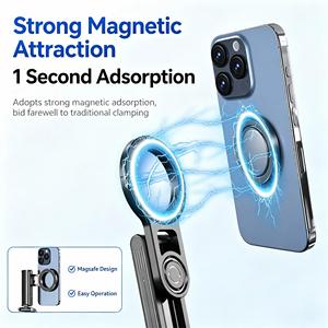 Trépied perche à selfie extensible avec télécommande sans fil et contrôle du zoom, support de téléphone pliable magnétique et à clip manuel pour le vlogging - Product Image 2