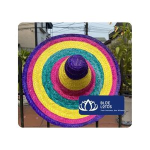 [MEILLEURE VENTE] Chapeau Sombrero en paille de jonc de mer tressé rayé pour le cyclisme décontracté, les sports, les activités de plein air, la plage, les voyages – Unisexe – Vietnam - Product Image 1