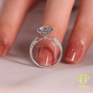 Elegant Round Cut Moissanite Diamond <b>Ring</b> In <b>925</b> Sterling <b>Silver</b> For Women With Sparkling For Engagement And Wedding - Product Image 3