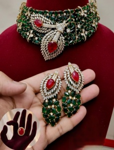 สร้อยคอชุบทองคุณภาพพรีเมียมสวยงาม ประดับด้วยโมอิสซาไนต์แท้แบบดับเบิ้ล พร้อมต่างหูและชุดแหวนดับเบิ้ลปรับขนาดได้ - Product Image 4