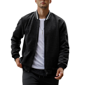 Chaqueta de bombardero de Jacquard informal para hombre, ropa de calle de otoño, abrigo universitario ligero con bolsillos con cremallera, diseño de bloque de color - Product Image 4