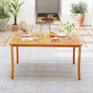 Table de jardin résistante aux intempéries de 63 pouces avec trou pour parasol, mobilier de bistrot de style farmhouse pour patio - Product Image 1