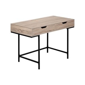 Contemporary Modern 48\"L Home <b>Office</b> Laptop Computer Desk with Storage <b>Drawers</b> Brown Laminate and Black Metal - Product Image 2