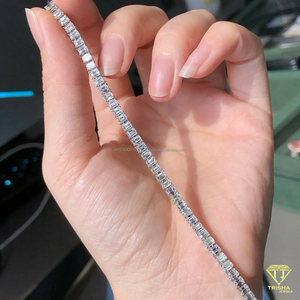 Luxury Emerald Cut Moissanite Tennis <b>Bracelet</b> with Elegant White Gold Finish and Brilliant Diamond Style Sparkle for Women - Product Image 2