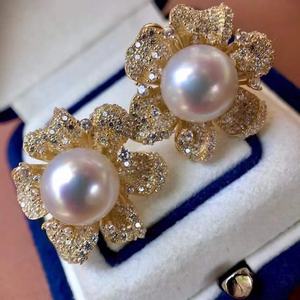 Pendientes de Plata de Ley 925 Chapados en Oro de 18k con Perlas Naturales de Estilo Versátil y Exquisito, Redondos de 12-11 mm, Casi Impecables - Product Image 3