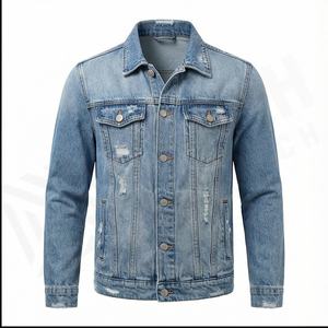 Chaquetas vaqueras de alta calidad para hombre, recién llegadas, abrigos personalizados al por mayor, chaqueta vaquera de patrón sólido con logotipo frontal para invierno - Product Image 2