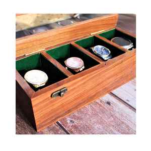 Boîte à montres en bois avec couvercle en acrylique au design classique, organiseur de bureau Royal Crafts, présentoir à montres en bois d'acacia à bon prix - Product Image 4