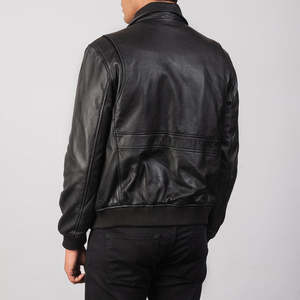 Mens Leather Bomber <b>Jacket</b> Winter Black Flight Coat Slim Fit Pilot Outerwear Real Sheepskin Casual <b>Jacket</b> <b>With</b> <b>Pockets</b> Plus Size - Product Image 6