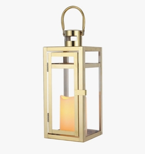 Modern Polished Gold Metal Candle Lantern Glass Panels Side Opening Door Hanging Votive <b>Tea</b> <b>Light</b> <b>Holder</b> for Luxury Home Decor - Product Image 1