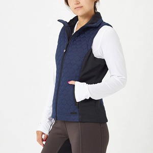 Gilet matelassé sans manches pour femme, taille haute, longueur intégrale, bleu uni, noir, avec fermeture éclair, respirant, en tricot, élasthanne, polyester - Product Image 4