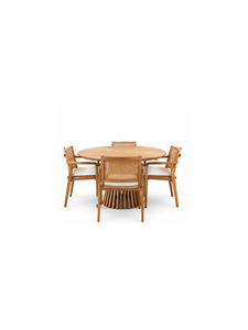Modern Solid Wood Armchair with Cane Backrest and White Cushion Scandinavian Style Accent <b>Chair</b> for Home Living <b>Room</b> Furniture - Product Image 2