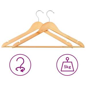 Lot de 50 cintres en bois dur brun clair, métalliques rotatifs standard avec 4ème rangée pour l'organisation de la garde-robe - Product Image 6