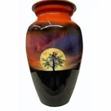 Urna Funeraria Grande de Aluminio con Diseño de Árbol de la Vida Negro y Luna Decorativa, Urna Clásica de Aluminio para Cenizas Humanas de Adultos - Product Image 4