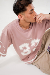 Custom Unisex Regular Football Jersey <b>T</b>-<b>Shirt</b> Dusty Pink Number 33 Streetwear Hip Hop Short Sleeve Printed UV Protection - Product Image 6