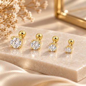 Pendientes de tuerca de moissanita de lujo hechos a mano de plata de ley 925, de varios tamaños (3-6 mm), corte brillante, cuatro puntas, clásicos, certificados para fiestas. - Product Image 4