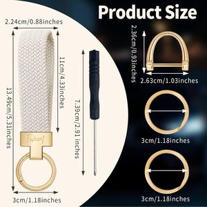 Portachiavi Intrecciato in Nylon, Accessorio Elastico per Chiavi Auto con 3 Anelli Portachiavi e Anello a D, Antifurto Universale per Uomini e Donne - Product Image 3