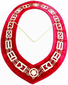 Collier maçonnique en métal doré pour Maître Maçon avec support rouge - Product Image 5