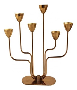 Candelabro Elegante de Color Dorado para Mesa, Portavelas Cónicas Hecho a Mano, Portavelas de Metal para Bodas, Fiestas, Centro de Mesa - Product Image 5