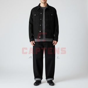 2026 Men’s Vintage <b>Denim</b> <b>Jacket</b> and Baggy Jeans Set Plus Size <b>Lightweight</b> Turn Down Collar Streetwear Outfit - Product Image 6