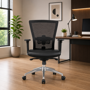 Ergonomic Modern Executive Lift <b>Chair</b> with Power Adjustable Height Real Leather and Mesh Support for Commercial Use - Product Image 1