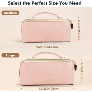 Borsa da viaggio grande da donna in pelle vegana, impermeabile, apribile piatta, per cosmetici e articoli da toeletta, con divisori trasparenti e maniglia, per borse e borsette - Product Image 3