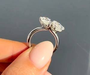 Anillo moderno Toi Moi con moissanita de 2 quilates en forma de corazón y 1.5 quilates en forma de pera para mujer, plata 925 original, estilo romántico, regalo para enamorados - Product Image 2