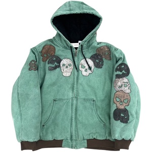 Écusson de broderie vintage en coton 400 g/m² personnalisé du fabricant, sweat à capuche zippé imprimé en 3D et délavé à l'acide pour hommes - Product Image 1