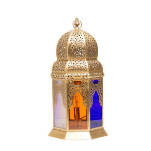 New Hexagon Metal Moroccan <b>Lantern</b> <b>Set</b> Teal Blue Moroccan Style Home Decoration Durable Outdoor Indoor Use - Product Image 2