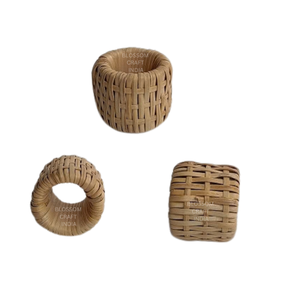 Juego de Anillos para Servilletas Tejidos Estilo Bohemio Ecológicos, Hechos a Mano con Ratán y Algodón, Decoración de Mesa para Bodas, Fiestas, Cenas y Hogar, Venta al Por Mayor - Product Image 1