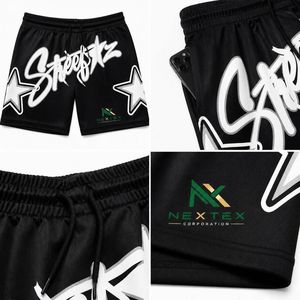 Shorts de sport pour homme personnalisés, imprimé graffiti étoile, séchage rapide, respirants, en polyester, pour l'été, le basketball et le streetwear - Product Image 4