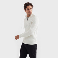 Pull décontracté en coton à col demi-zip et manches raglan Gingtto avec logo personnalisé