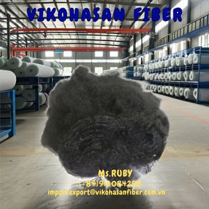 100% <b>Polyester</b> 15D Solid Fiber Black Recycle Pet of Vikohasan Manufacturer GRS fibre for make non woven fabric <b>yarn</b> geotextile - Product Image 4