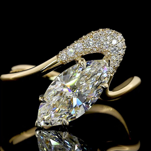 Luxury Women's 18K Solid Gold Marquise Cut Diamond Cocktail <b>Ring</b> Engagement <b>Fine</b> Jewelry - Product Image 3