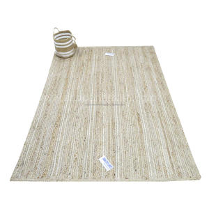 Tapis de jute Boho de conception de maison de luxe de haute qualité prix raisonnable tapis rond tressé en jute imprimé et tapis indien - Product Image 4