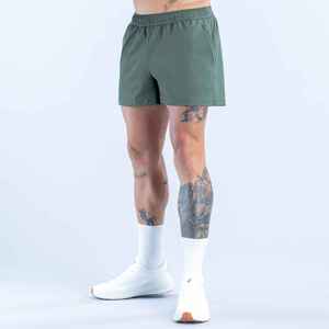 Pantalones Cortos Deportivos de Secado Rápido para Hombre, Color Verde Oliva, con Bolsillos, Cintura Elástica, Tejido Casual - Product Image 2