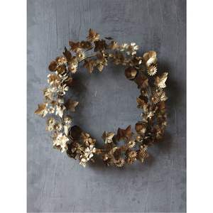 Guirnalda de Pared de Hojas Metálicas Doradas de Lujo, Aro Floral de Hierro Moderno, Adorno Colgante para Decoración del Hogar, Sala de Estar, Bodas y Navidad - Product Image 3