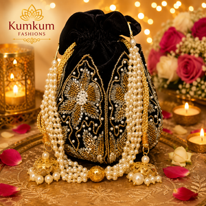Sac à cordon Lotus Potli, cadeau de mariage, sac de mariée ethnique indien de luxe fait main, pour fiançailles, Diwali, Ramadan, festivités - Product Image 2