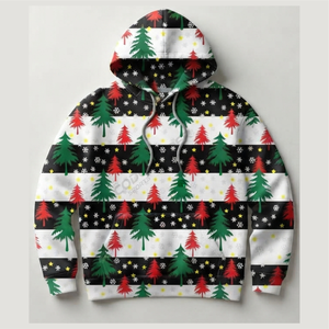 350 GSM Men's 3D Printed Snowflake Pattern Oversized Hoodies 100% Polyester Autumn Winter Casual Long Sleeve Christmas Theme - Product Image 1
