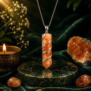 Pendentif crayon en spirale en pierre de soleil, forme hexagonale, collier unisexe religieux hindou - Product Image 4