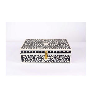 Boîte à bijoux indienne personnalisée en bois d'os et de MDF résine artisanat incrustation décorative cachette et boîte à souvenirs en bois à des fins de cadeau - Product Image 1