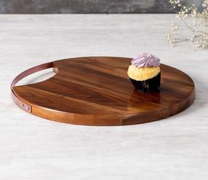 Bandeja Redonda de Madera Maciza Hecha a Mano con Acabado Natural, Tabla Decorativa para Servir, para Uso en el Hogar y Restaurantes, Estilo Moderno y Minimalista - Product Image 2