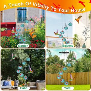 Mangeoire à colibris d'extérieur avec carillons éoliens, ornement suspendu anti-fourmis et anti-abeilles pour jardin, patio et observation des oiseaux dans la cour - Product Image 5